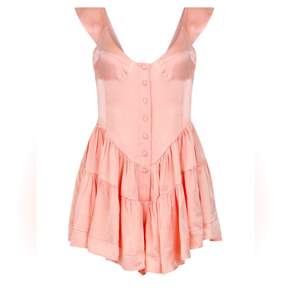 Vanessa Mooney Baby Pink Satin Elisabeth Romper Dress BNWT 1X